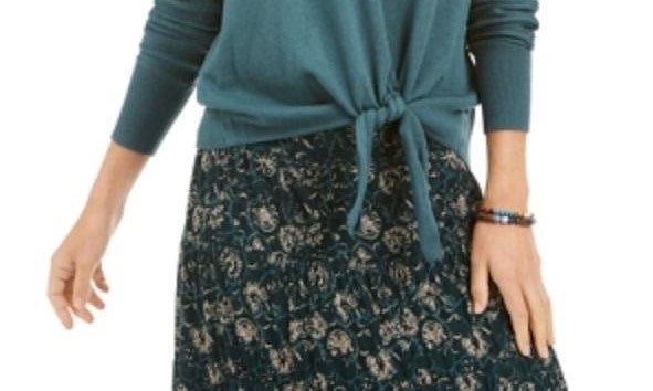 Suéter feminino com amarração frontal estilo &amp; co, verde, tamanho pequeno