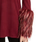 Suéter feminino Alfani com gola falsa e acabamento em pele sintética, vermelho escuro, tamanho pequeno