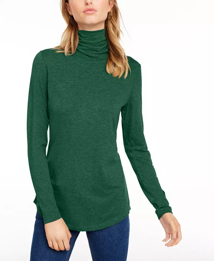 Blusa de gola alta feminina Maison Jules, verde, tamanho grande