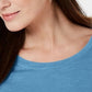 Blusa feminina de manga comprida e gola redonda estilo &amp; co, azul, tamanho extragrande