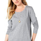 Blusa feminina de manga comprida e gola redonda, cor carvão, tamanho extra pequeno, estilo &amp; co