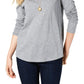 Blusa feminina de manga comprida e gola redonda, cor carvão, tamanho extra pequeno, estilo &amp; co