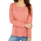 Blusa feminina de manga comprida e gola redonda, tamanho grande, laranja, estilo &amp; co
