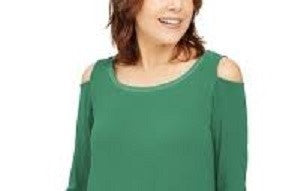 JM Collection Top Feminino com Ombros De fora e Enfeites Verde Tamanho Pequeno