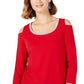 JM Collection Top feminino com decote profundo e ombros descobertos, vermelho, tamanho grande