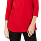 JM Collection Top feminino com decote profundo e ombros descobertos, vermelho, tamanho grande