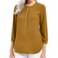 Blusa feminina plissada nas costas, tamanho grande, dourada, coleção JM
