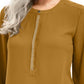 Blusa feminina plissada nas costas, tamanho grande, dourada, coleção JM