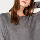 Suéter feminino com aba de camisa embelezada da INC International Concepts, cinza, tamanho X-S