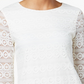 Top de renda feminino Charter Club com manga 3/4, branco, tamanho pequeno