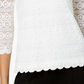 Top de renda feminino Charter Club com manga 3/4, branco, tamanho pequeno