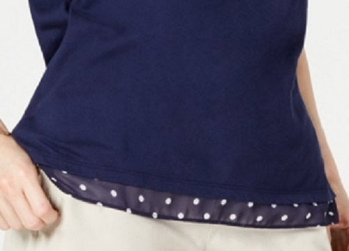 Blusa feminina Maison Jules com estampa e mangas bufantes, azul marinho, tamanho pequeno