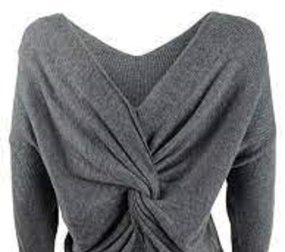 Bar III Women's Wear 2 Ways Twist Suéter Cinza Tamanho Grande