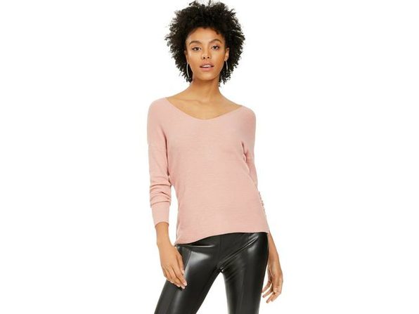 Bar III Women's Wear 2 Ways Twist Suéter Rosa Tamanho Médio