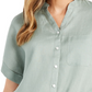 Camisa feminina Charter Club de linho com botões frontais e amarração, verde, tamanho pequeno