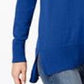 Suéter túnica feminino Maison Jules de algodão com decote em V, azul, tamanho médio