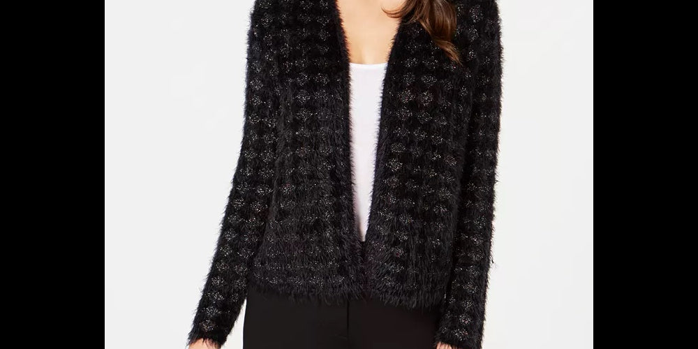 Cardigan Feminino Alfani Eyelash Preto Tamanho Pequeno Médio