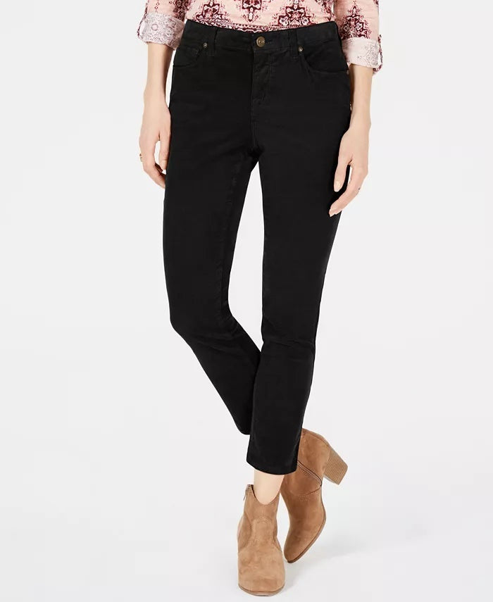 Calça de veludo cotelê com controle de barriga feminina Style &amp; Co, preta, tamanho 2, pequena