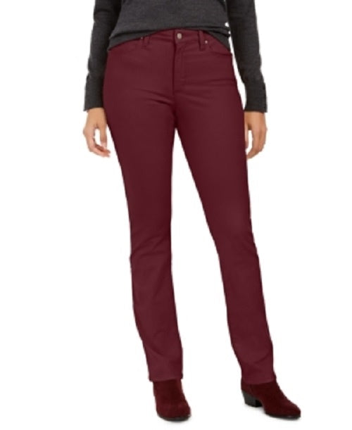 Calça jeans feminina Lexington reta Charter Club, tamanho 10, vinho