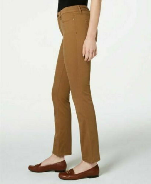 Calça jeans feminina Charter Club Petite Lexington reta marrom tamanho 10 P