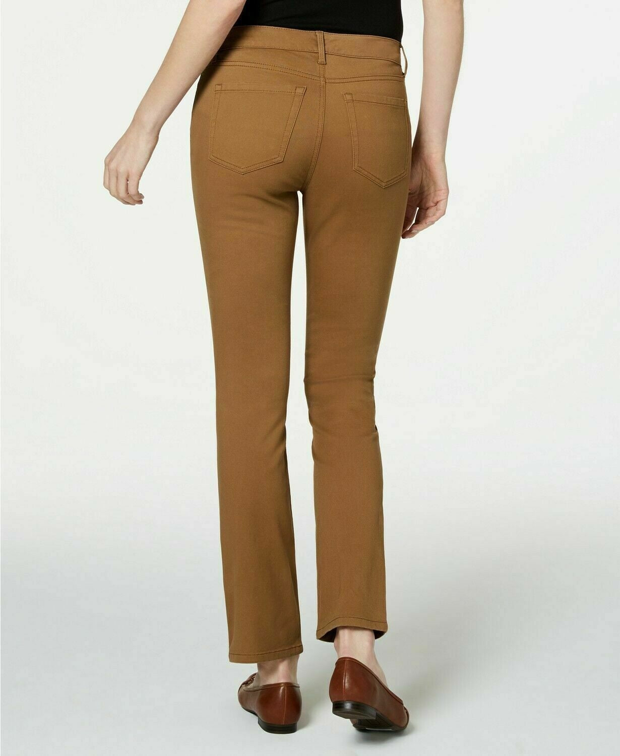 Calça jeans feminina Charter Club Petite Lexington reta marrom tamanho 10 P