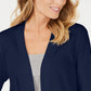 Karen Scott Cardigan feminino de algodão aconchegante, azul marinho, tamanho pequeno
