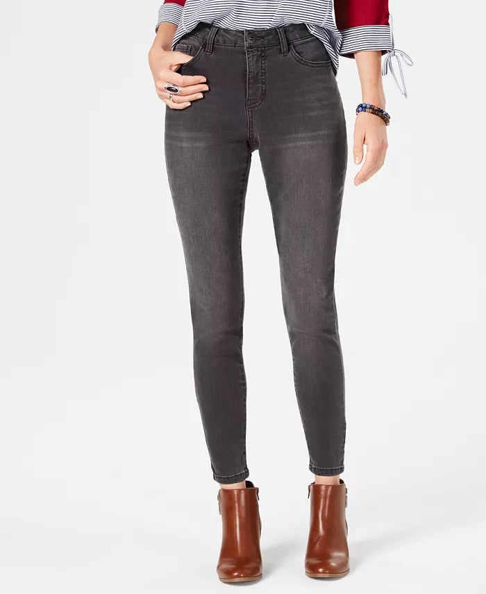 Calça jeans skinny feminina Power Sculpt Curvy-Fit, preta, tamanho 4, da Style &amp; Co