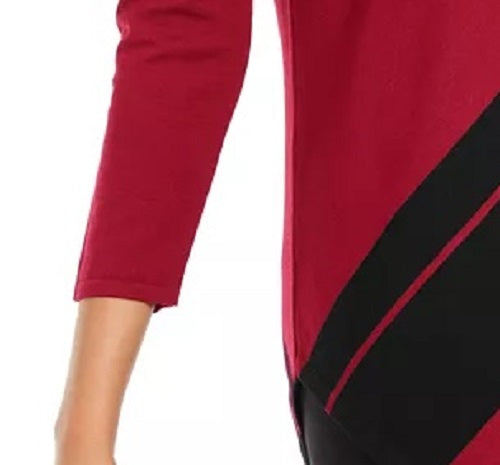 Alfani Túnica feminina pequena listrada assimétrica vinho tamanho pequeno