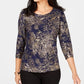 Blusa Jacquard Feminina JM Collection Preta Tamanho Grande