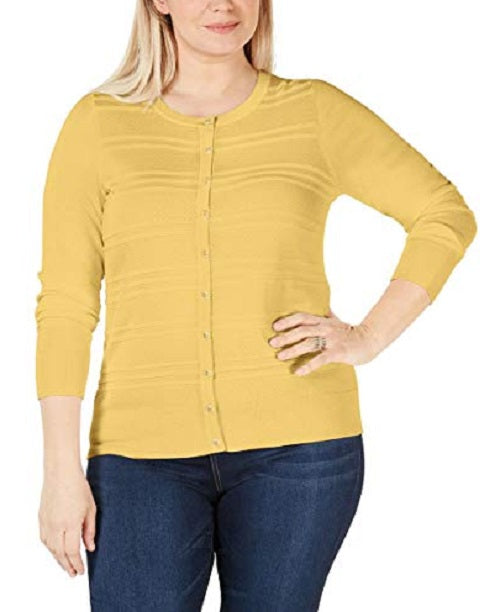 Cardigan feminino texturizado de lurex Charter Club, tamanho dourado, tamanho extrapequeno