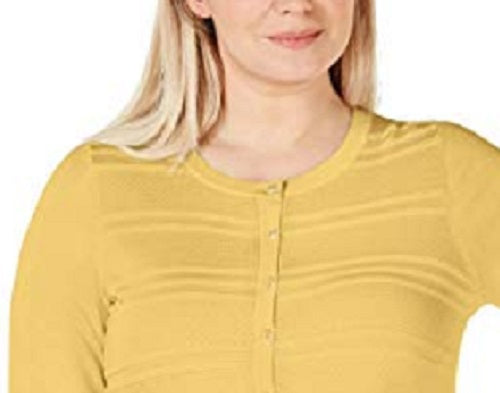 Cardigan feminino texturizado de lurex Charter Club, tamanho dourado, tamanho extrapequeno