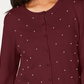 Cardigan feminino com botões e detalhes em pérolas artificiais Charter Club, tamanho vinho, tamanho extrapequeno