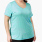 Camiseta listrada plus size feminina Ideology, azul, tamanho 2X