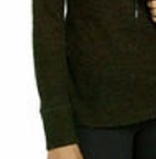 Blusa feminina Ideology com decote redondo e bainha tulipa, verde escuro, tamanho pequeno