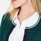 Cardigan feminino estampado pequeno Charter Club azul tamanho 44