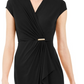 Vestido feminino Charter Club com manga curta e decote cruzado, preto, tamanho grande