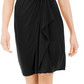 Vestido feminino Charter Club com manga curta e decote cruzado, preto, tamanho grande