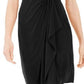 Vestido feminino de malha com manga curta e cruzado, preto, tamanho médio, Charter Club