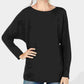 INC International Concepts Camiseta feminina de malha canelada com manga dolman e gola redonda, tamanho preto, tamanho X-S