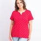 Karen Scott Anchor Geo Henley Top Feminino Vermelho Brilhante Tamanho P