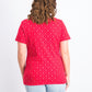 Karen Scott Anchor Geo Henley Top Feminino Vermelho Brilhante Tamanho P