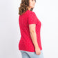 Karen Scott Anchor Geo Henley Top Feminino Vermelho Brilhante Tamanho P