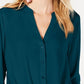 Blusa feminina com botões frontais e torcidos INC International Concepts, verde, tamanho grande