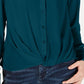 Blusa feminina com botões frontais e torcidos INC International Concepts, verde, tamanho grande