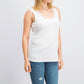Karen Scott Top Feminino com Acabamento em Tachas e Gola Escada, Branco, Tamanho Médio