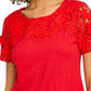 Camiseta feminina Charter Club de algodão com renda e detalhes em vermelho, tamanho médio