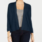 Cardigan aberto de malha texturizada feminino Charter Club, azul, tamanho grande