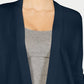 Cardigan aberto de malha texturizada feminino Charter Club, azul, tamanho grande