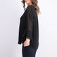 Charter Club Top feminino texturizado com babados duplos e pregas, preto, tamanho extragrande