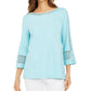 Top de crochê feminino Charter Club com detalhes, azul-marinho, tamanho X-S